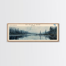 Carregar imagem no visualizador da galeria, Black Lake USA SW Alaska Framed Canvas Print, Lake House Art, Panoramic Scenic View, Travel Poster, Rustic Art, Lake Painting
