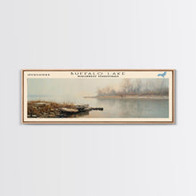 Carregar imagem no visualizador da galeria, Buffalo Lake Framed Canvas Print, Panoramic Lake House Decor, Wall Art, Travel Poster, Modern Lake Painting, Nature Art
