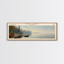 Carregar imagem no visualizador da galeria, Burt Lake Michigan Framed Canvas Print, Panoramic Lake House Decor, Wall Art, Travel Poster, Rustic Lake Painting, Nature Art
