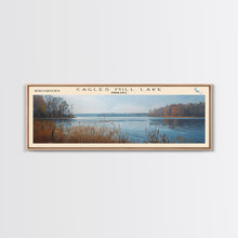 Carregar imagem no visualizador da galeria, Cagles Mill Lake Indiana Framed Canvas Print, Lake House Art, Panoramic Travel Poster, Wall Art, Modern Lake Painting, Home Decor
