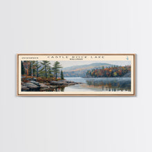 Cargar imagen en el visor de la galería, Castle Rock Lake Wisconsin Framed Canvas Print, Lake House Art, Panoramic Wall Art, Travel Poster, Modern Lake Painting, Home Decor
