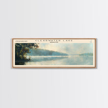 Cargar imagen en el visor de la galería, Clearwater Lake Framed Canvas Print, Lake House Art, Panoramic Travel Poster, Wide Wall Art, Modern Lake Painting, Home Decor
