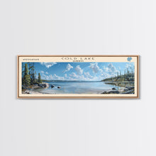 Load image into Gallery viewer, Cold Lake Framed Canvas Print, Lake House Art, Panoramic Wide Art, Travel Poster, Modern Lake Painting, Home Decor
