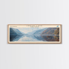 Load image into Gallery viewer, Crater Lake Framed Canvas Print, Lake House Decor, Panoramic Wide Art, Travel Poster, Rustic Lake Painting, Home Decor
