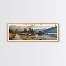 Load image into Gallery viewer, Diamond Lake Oregon Framed Canvas Print, Lake House Art, Panoramic Wall Art, Travel Poster, Modern Lake Painting, Home Decor
