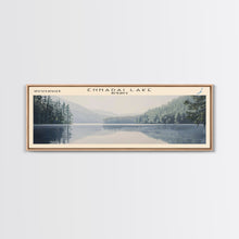 Load image into Gallery viewer, Ennadai Lake Framed Canvas Print, Lake House Decor, Panoramic Wall Art, Travel Poster, Rustic Lake Painting, Home Decor
