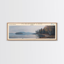 Cargar imagen en el visor de la galería, Flagstaff Lake Maine Framed Canvas Print, Panoramic Lake House Decor, Wall Art, Travel Poster, Peaceful Lake Painting, Nature Art
