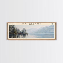 Cargar imagen en el visor de la galería, Flathead Lake Framed Canvas Print, Lake House Decor, Panoramic Wall Art, Travel Poster, Picturesque Lake Painting, Nature Art
