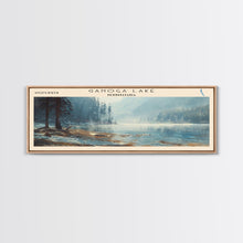 Cargar imagen en el visor de la galería, Ganoga Lake Pennsylvania Framed Canvas Print, Panoramic Lake House Decor, Wall Art, Travel Poster, Vibrant Lake Painting, Nature Art
