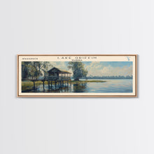 Cargar imagen en el visor de la galería, Lake Griffin Florida Framed Canvas Print, Lake House Decor, Panoramic Wall Art, Travel Poster, Beautiful Lake Painting, Nature Art
