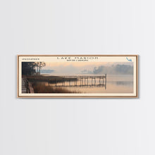 Load image into Gallery viewer, Lake Marion South Carolina Framed Canvas Print, Lake House Decor, Panoramic Wall Art, Travel Poster, Serene Lake Painting, Boho Art
