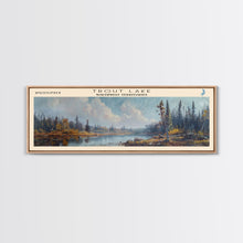 Load image into Gallery viewer, Trout Lake Canada Northwest Territories Panoramic Wall Art, Framed Canvas Print, Lake House Decor, Travel Poster, Beautiful Lake Scene, Home Decor
