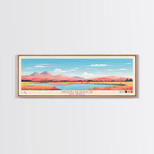 Carregar imagem no visualizador da galeria, Abiquiu Reservoir New Mexico Framed Canvas Print, Panoramic Wall Art, Midcentury Modern, Pop Art, Travel Poster, Living Room Art
