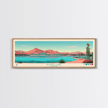 Carregar imagem no visualizador da galeria, Alamo Lake Arizona Framed Canvas Print, Panoramic Travel Poster, Midcentury Modern Wall Art, Pop Art, Scenic Bedroom Art

