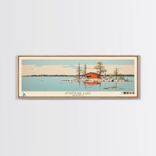 Carregar imagem no visualizador da galeria, Amadjuak Lake Nunavut Framed Canvas Print, Panoramic Travel Poster, Pop Art, Midcentury Modern Wall Art, Lake House Art

