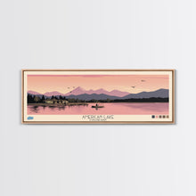 Carregar imagem no visualizador da galeria, American Lake Colorado Framed Canvas Print, Panoramic Travel Poster, Pop Art, Midcentury Modern Wall Art, Scenic Bedroom Art

