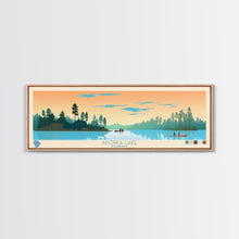 Carregar imagem no visualizador da galeria, Apopka Lake Florida Framed Canvas Print, Panoramic Travel Poster, Midcentury Modern Wall Art, Pop Art, Nature Living Room Art
