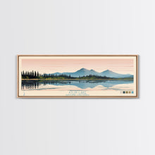 Carregar imagem no visualizador da galeria, Atlin Lake British Columbia Framed Canvas Print, Panoramic Travel Poster, Midcentury Modern Wall Art, Pop Art, Bedroom Decor
