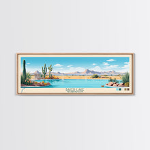 Carregar imagem no visualizador da galeria, Baker Lake Washington Framed Canvas Print, Panoramic Travel Poster, Midcentury Modern Wall Art, Pop Art, Nature Living Room Art
