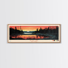 Load image into Gallery viewer, Black Lake New York Framed Canvas Print, Panoramic Wall Art, Midcentury Modern, Pop Art, Travel Poster, Scenic Living Room Art, Lake House Decor
