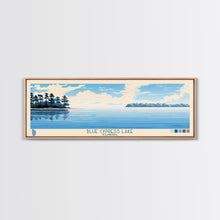Cargar imagen en el visor de la galería, Blue Cypress Lake Florida Framed Canvas Print, Panoramic Wall Art, Midcentury Modern, Pop Art, Travel Poster, Scenic Living Room Art, Lake House Decor
