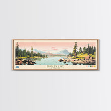 Load image into Gallery viewer, Bradley Lake Wyoming Framed Canvas Print, Midcentury Modern Panoramic Wall Art, Living Room Decor, Pop Art, Travel Poster Art
