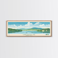 Carregar imagem no visualizador da galeria, Candlewood Lake Connecticut Framed Canvas Print, Pop Art Panoramic Travel Poster, Midcentury Modern, Wall Art, Scenic Nature Painting, Bedroom Decor
