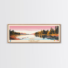 Cargar imagen en el visor de la galería, Churchill Lake Saskatchewan Framed Canvas Print, Midcentury Modern Panoramic Wall Art, Living Room Decor, Pop Art, Travel Poster Art, Scenic Nature Painting, Lake House Decor
