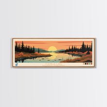 Cargar imagen en el visor de la galería, Colville Lake Northwest Territories Framed Canvas Print, Pop Art Panoramic Travel Poster, Bedroom Decor, Midcentury Modern, Wall Art, Scenic Lake House, Nature Art
