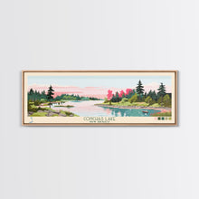 Cargar imagen en el visor de la galería, Conchas Lake New Mexico Framed Canvas Print, Midcentury Modern Panoramic Wall Art, Living Room Decor, Pop Art, Travel Poster Art, Scenic Nature Painting, Lake House Decor
