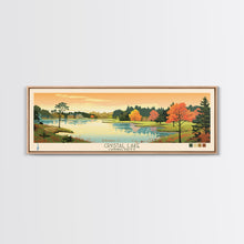 Load image into Gallery viewer, Crystal Lake Connecticut Framed Canvas Print, Pop Art Panoramic Travel Poster, Midcentury Modern, Wall Art, Scenic Nature Painting, Bedroom Decor, Living Room Art
