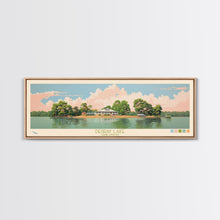 Load image into Gallery viewer, DeGray Lake Arkansas Framed Canvas Print, Midcentury Modern Panoramic Wall Art, Bedroom Decor, Pop Art, Travel Poster Art, Scenic Nature Painting
