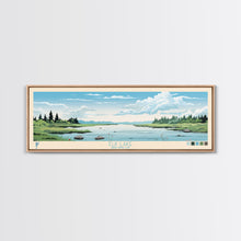 Load image into Gallery viewer, Elk Lake Michigan Framed Canvas Print, Panoramic Wall Art, Midcentury Modern, Pop Art, Bedroom Decor, Travel Poster, Nature Art
