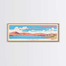 Load image into Gallery viewer, Fort Peck Lake Montana Framed Canvas Print, Panoramic Wall Art, Midcentury Modern, Pop Art, Bedroom Decor, Travel Poster, Nature Art, Artistic Decor
