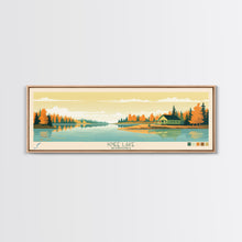 Load image into Gallery viewer, Knee Lake Manitoba Framed Canvas Print, Panoramic Wall Art, Midcentury Modern, Pop Art, Bedroom Art, Travel Poster, Lake House Art
