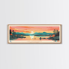 Load image into Gallery viewer, Lake Winnipesaukee, New Hampshire Panoramic Wall Art Framed Canvas Print, Midcentury Modern, Pop Art, Home Decor, Travel Poster, Living Room Art
