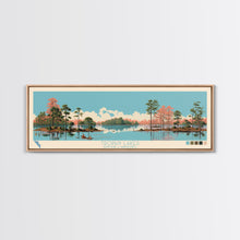 Load image into Gallery viewer, Trophy Lakes, South Carolina Framed Canvas Print, Lake House Decor, Midcentury Modern Art, Pop Art, Travel Poster, Living Room Wall Art
