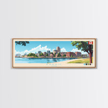 Load image into Gallery viewer, Barrie, Canada Panoramic Travel Poster Canvas Print, Barrie, Canada Painting, Canada Art, Barrie Panoramic Travel Art, Travel Painting
