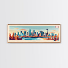 Carregar imagem no visualizador da galeria, Calgary, Canada Panoramic Travel Poster Canvas Print, Calgary, Canada Painting, Canada Art, Calgary Travel Art, Living Room Painting
