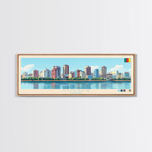 Load image into Gallery viewer, Douala, Cameroon Panoramic Travel Poster Canvas Print, Douala, Cameroon Painting, Cameroon Art, Douala Panoramic Travel Art, Travel Painting
