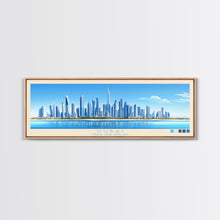 Load image into Gallery viewer, Dubai, United Arab Emirates Panoramic Travel Poster Canvas Print, Dubai, United Arab Emirates Painting, United Arab Emirates Art, Dubai Travel Art, Living Room Painting
