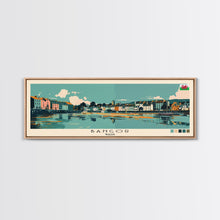 Load image into Gallery viewer, Bangor, Wales Panoramic Canvas Print, Bangor, Wales Painting, Wales Art, Bangor Travel Poster, Travel Art, Housewarming Gift

