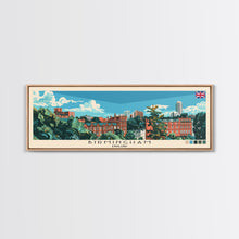 Cargar imagen en el visor de la galería, Birmingham, England Panoramic Canvas Print, Birmingham, England Painting, England Art, Birmingham Travel Poster, Travel Art, Guest Room Painting
