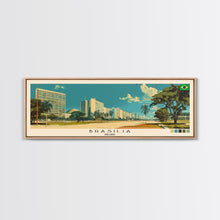 Load image into Gallery viewer, Brasilia, Brazil Panoramic Canvas Print, Brasilia, Brazil Painting, Brazil Art, Brasilia Travel Poster, Travel Art, Housewarming Gift
