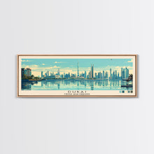 Load image into Gallery viewer, Dubai, United Arab Emirates Panoramic Canvas Print, Dubai, United Arab Emirates Painting, United Arab Emirates Art, Dubai Travel Poster, Travel Art, Housewarming Gift
