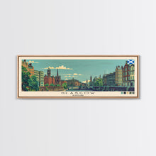 Load image into Gallery viewer, Glasgow, Scotland Panoramic Canvas Print, Glasgow, Scotland Painting, Scotland Art, Glasgow Travel Poster, Travel Art, Living Room Painting
