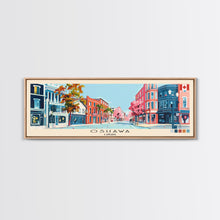 Load image into Gallery viewer, Oshawa, Canada Panoramic Canvas Print, Oshawa, Canada Painting, Canada Art, Oshawa Travel Poster, Travel Art, Housewarming Gift
