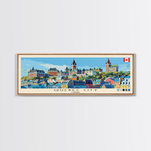 Load image into Gallery viewer, Quebec City, Canada Panoramic Canvas Print, Quebec City, Canada Painting, Canada Art, Quebec City Travel Poster, Travel Art, Vacation Gift
