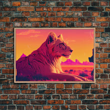 Cargar imagen en el visor de la galería, Cool lioness art, boss lady art, framed canvas print, pastel art of Africa
