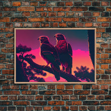 Load image into Gallery viewer, Hawks on a branch, birds of prey, framed canvas print
